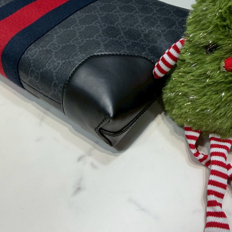 GUCCI GG Supreme黑灰手拿包-7