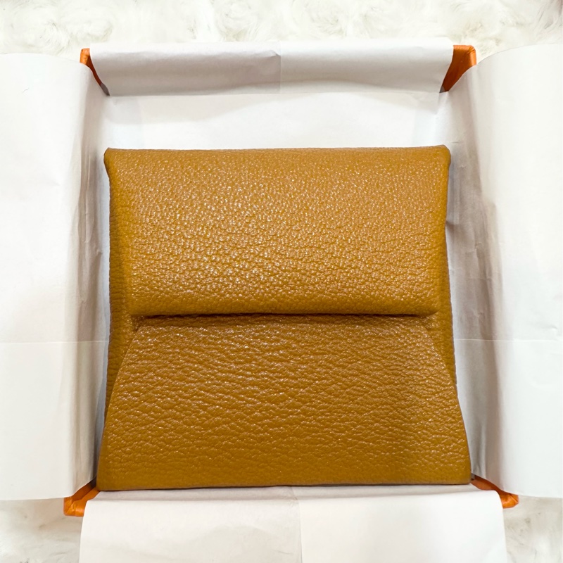 全新 HERMES Bastia Verso山羊皮 雙色拼零錢包 焦糖色 + 薄荷綠-1