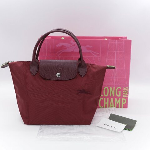 Longchamp 瓏驤  Le Pliage Green S 經典石榴紅 再生纖維 帆布 短把手提包
