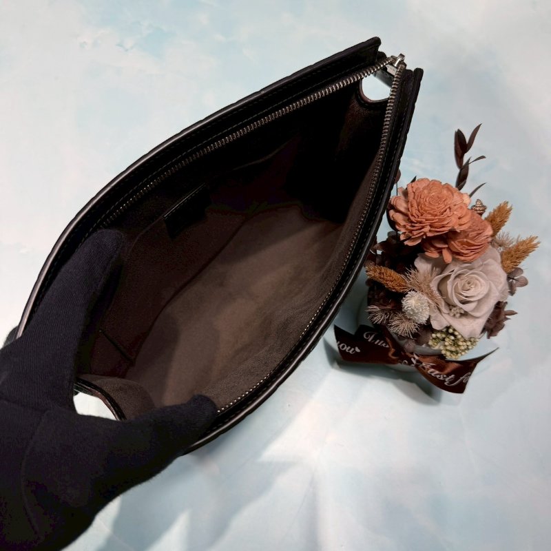 GUCCI Supreme 壓紋紅綠織帶手拿包-4