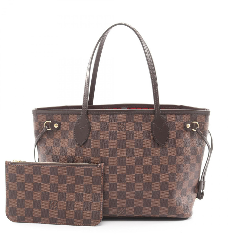 路易威登 Neverfull PM 手提包 N41359 Damier 帆布 Ebene 皮革 二手-0