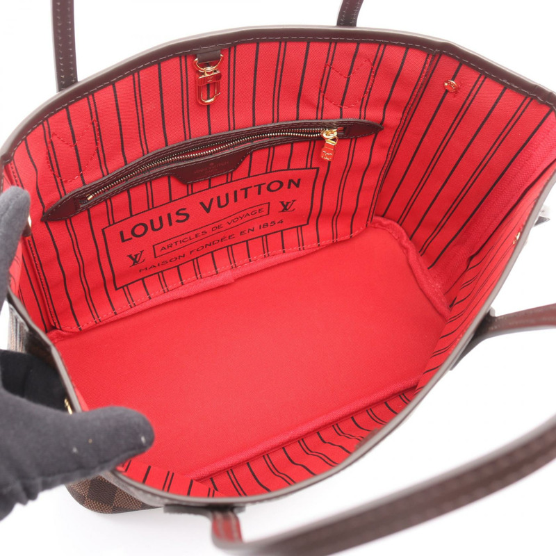路易威登 Neverfull PM 手提包 N41359 Damier 帆布 Ebene 皮革 二手-2