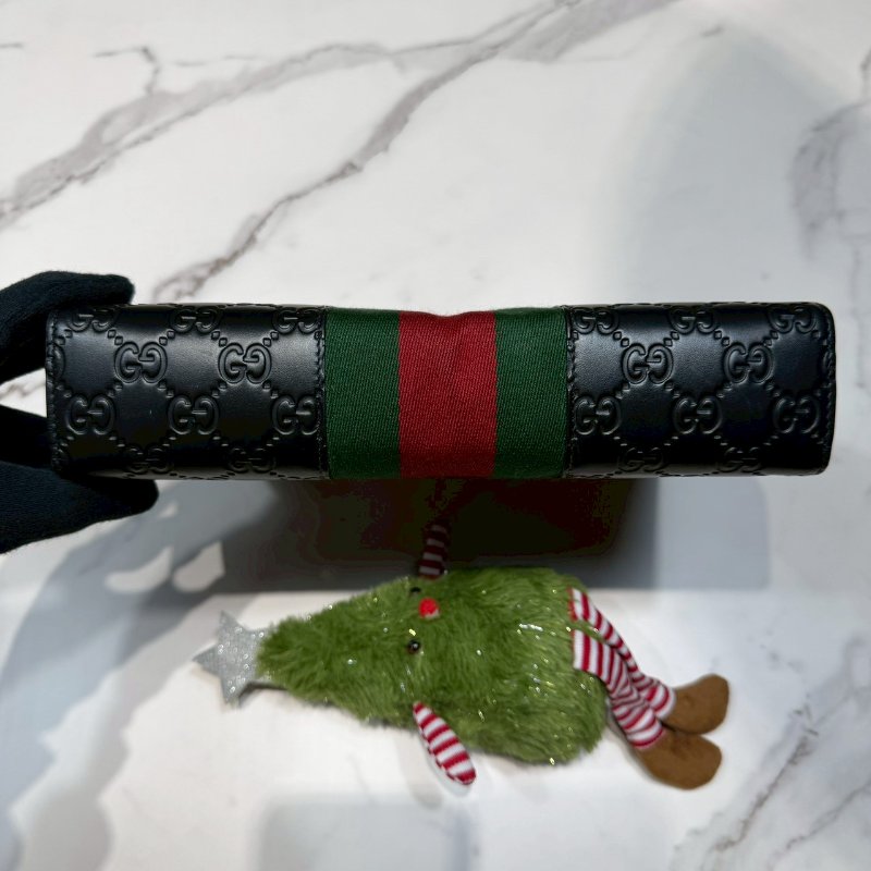 GUCCI Supreme 紅綠織皮革手拿包-7