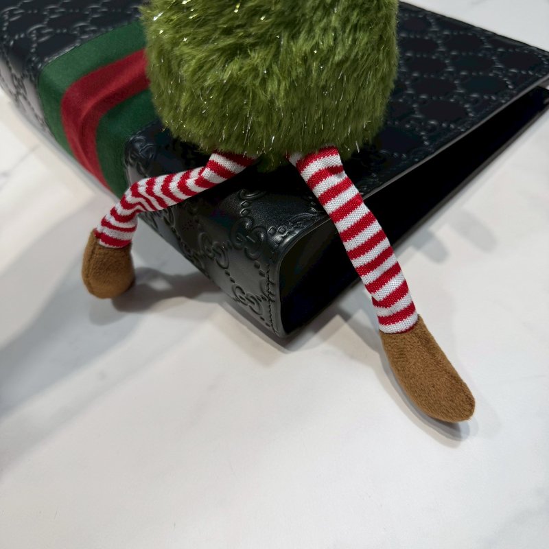 GUCCI Supreme 紅綠織皮革手拿包-8