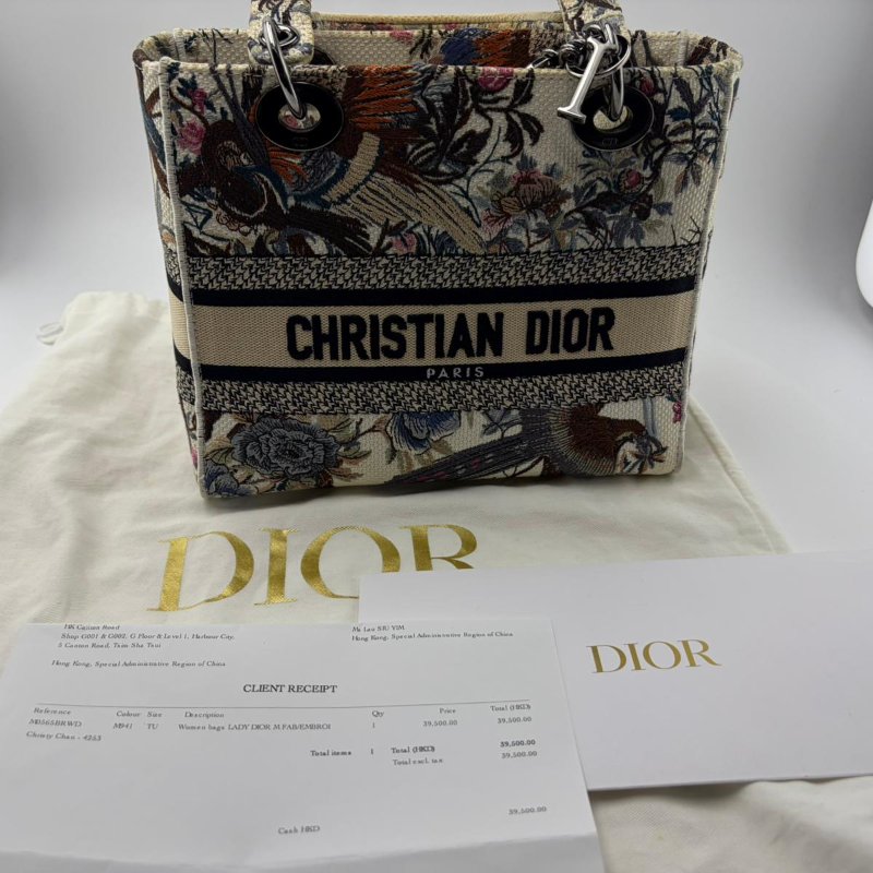 Dior Lady D-Lite 花鳥刺繡戴妃包-0