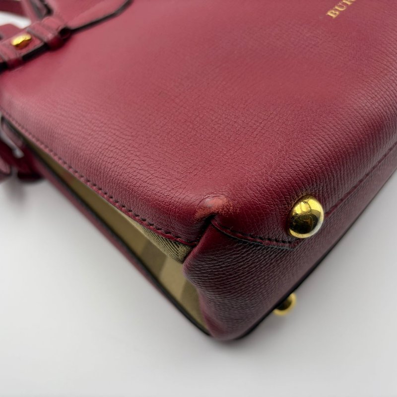 Burberry 粒面皮革手提托特包-12