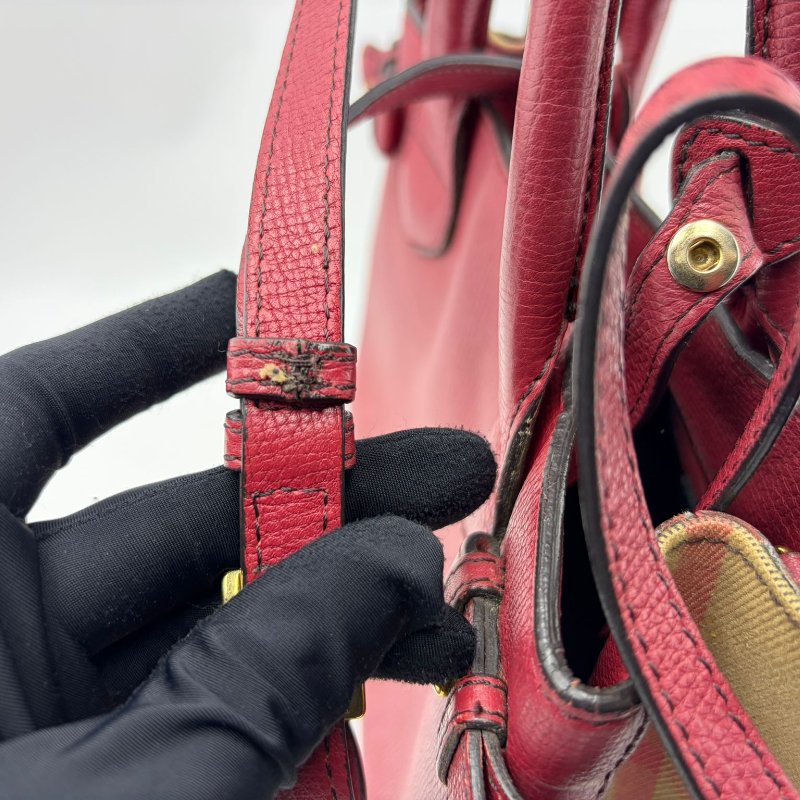 Burberry 粒面皮革手提托特包-28