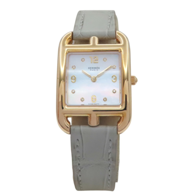 母貝錶盤 皮帶 18K玫瑰金 8PD鑽石 Cape Cod 腕錶【HERMES 愛馬仕】 CC1.270-1
