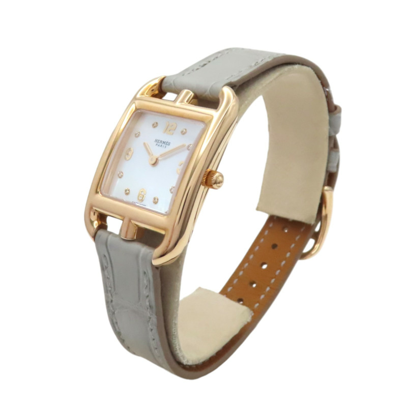 母貝錶盤 皮帶 18K玫瑰金 8PD鑽石 Cape Cod 腕錶【HERMES 愛馬仕】 CC1.270-3