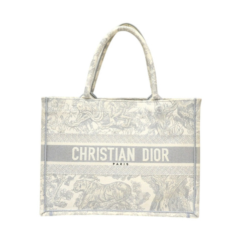 米白色 緹花帆布 book tote M 肩背包 泛黄【Dior 迪奧】 M1296ZTDT