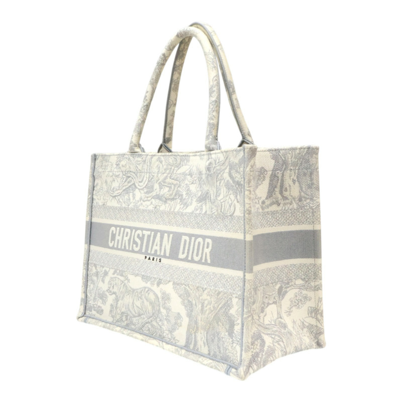 米白色 緹花帆布 book tote M 肩背包 泛黄【Dior 迪奧】 M1296ZTDT-2