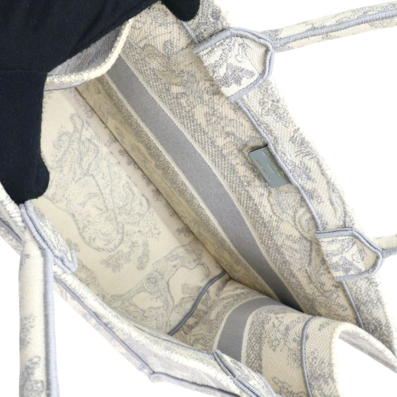 米白色 緹花帆布 book tote M 肩背包 泛黄【Dior 迪奧】 M1296ZTDT-4