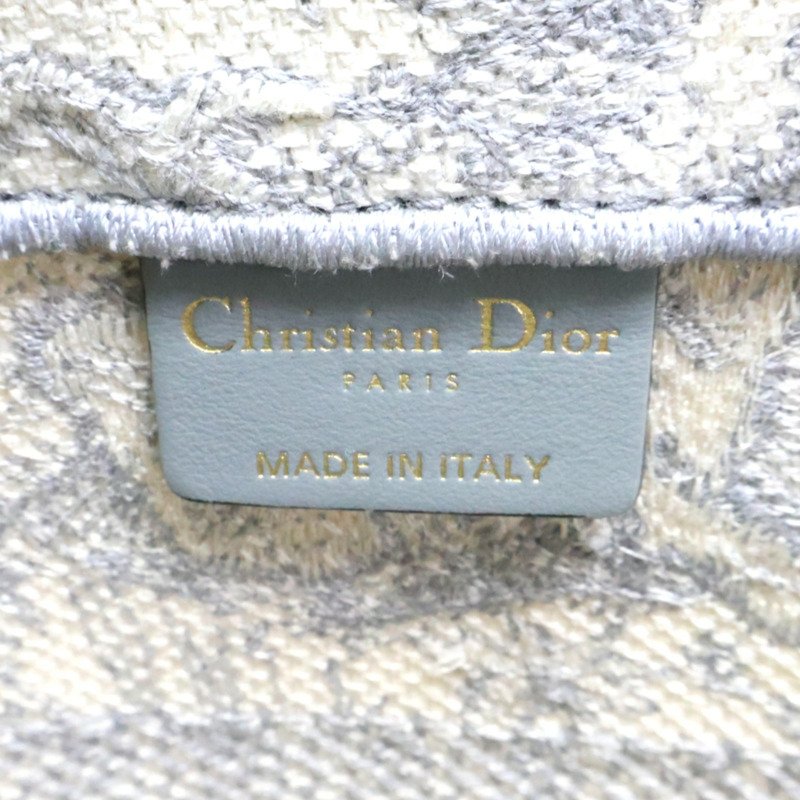 米白色 緹花帆布 book tote M 肩背包 泛黄【Dior 迪奧】 M1296ZTDT-6