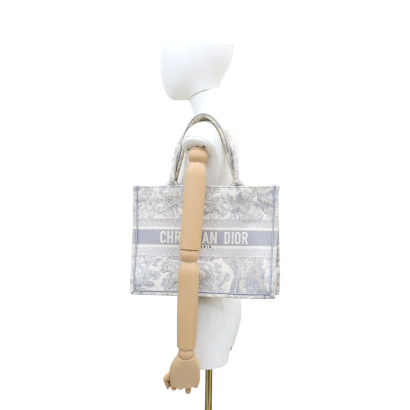 米白色 緹花帆布 book tote M 肩背包 泛黄【Dior 迪奧】 M1296ZTDT-8