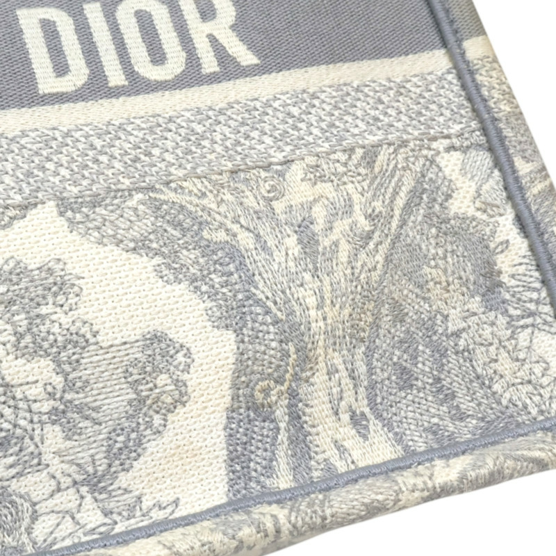 米白色 緹花帆布 book tote M 肩背包 泛黄【Dior 迪奧】 M1296ZTDT-14