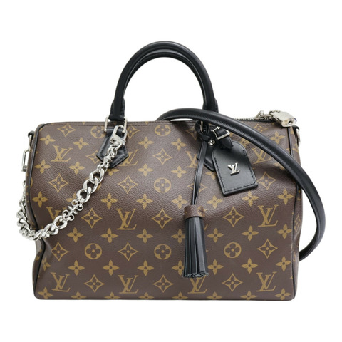 棕色 原花 PVC塗層帆布 Speedy Soft 30 Dark 兩用包【LOUIS VUITTON LV 路易威登】 M12243