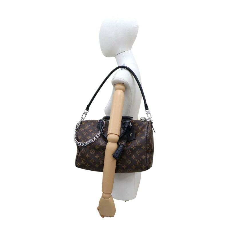 棕色 原花 PVC塗層帆布 Speedy Soft 30 Dark 兩用包【LOUIS VUITTON LV 路易威登】 M12243-10