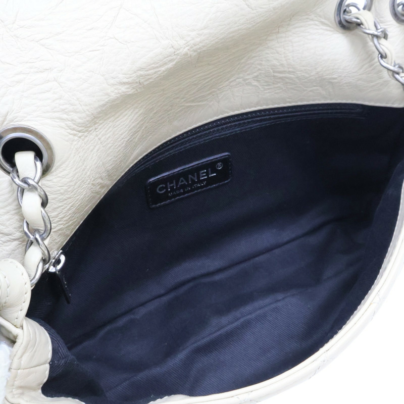 米色 牛皮 Matelasse 復古鏈 斜背包 肩背包 銀扣【CHANEL 香奈兒】-4