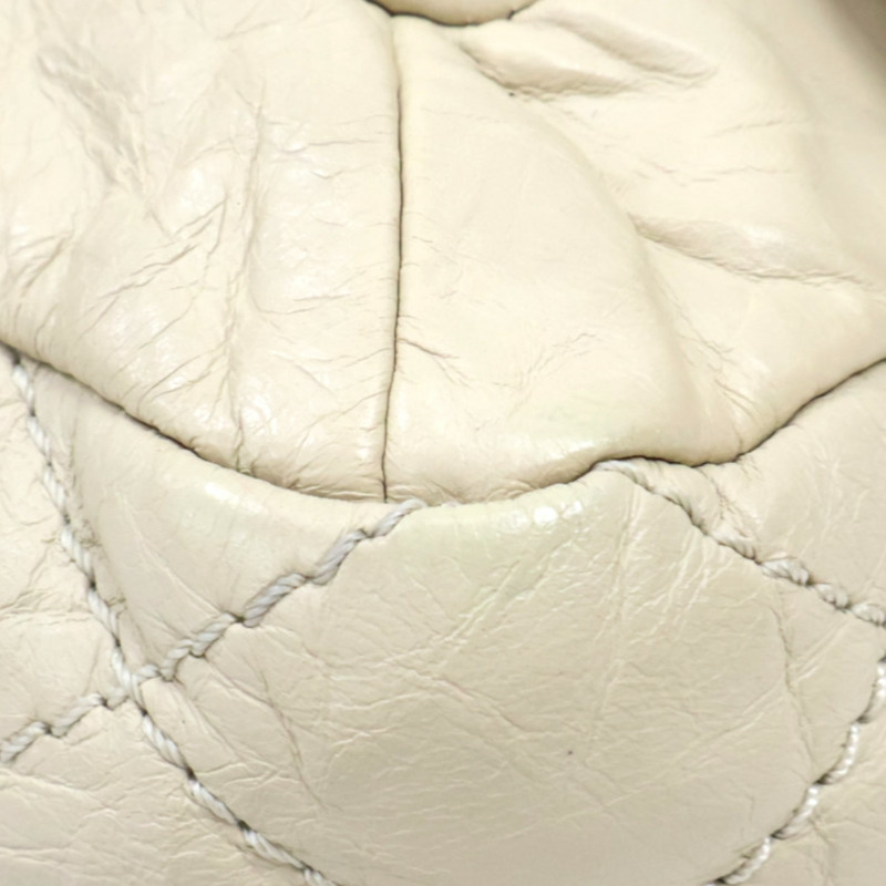 米色 牛皮 Matelasse 復古鏈 斜背包 肩背包 銀扣【CHANEL 香奈兒】-12