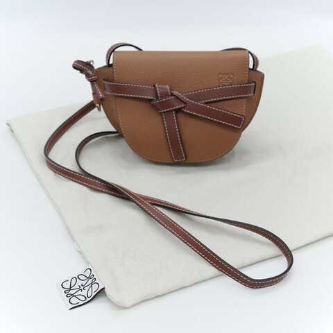 Loewe 羅威 Mini Gate 經典焦糖棕 迷你小牛皮 肩背包