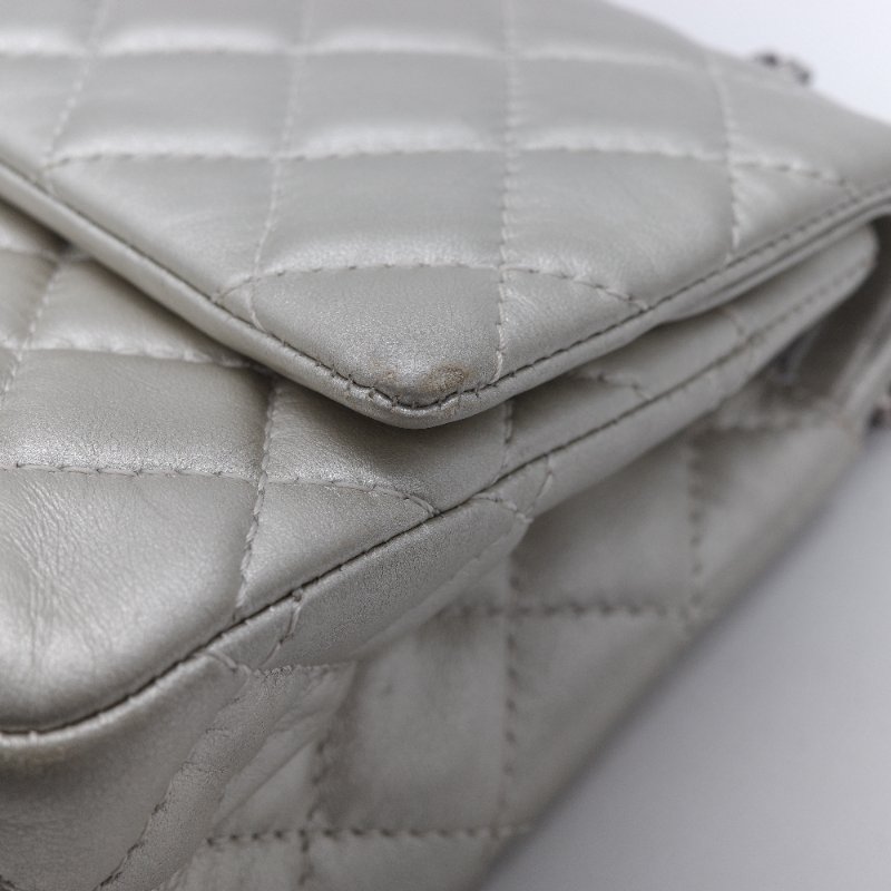 Chanel 香奈兒  2.55 Reissue 銀色金屬感 羊皮 肩背包 斜背包 翻蓋包-8