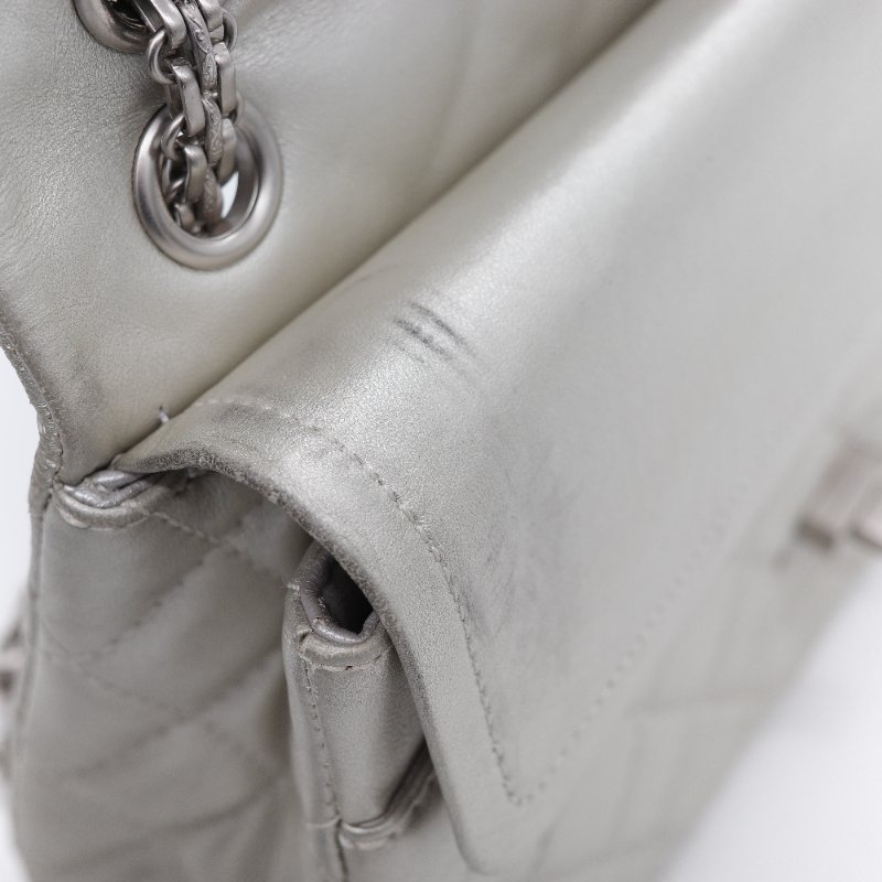 Chanel 香奈兒  2.55 Reissue 銀色金屬感 羊皮 肩背包 斜背包 翻蓋包-30