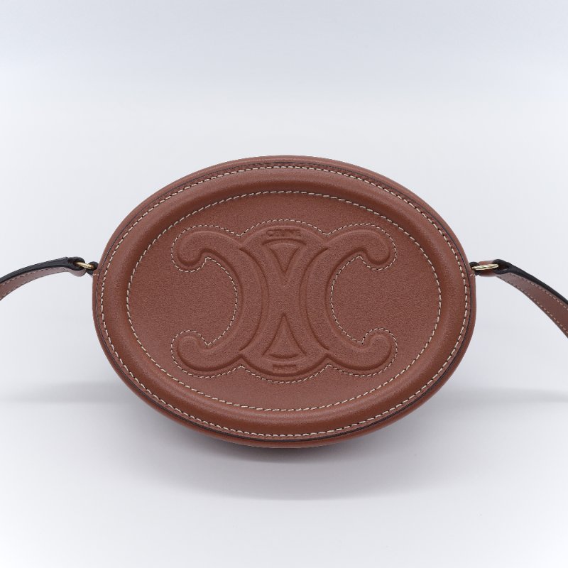 Celine 思琳 Cuir Triomphe Oval Bag 焦糖棕色 平滑小牛皮 肩背包 橢圓包-1