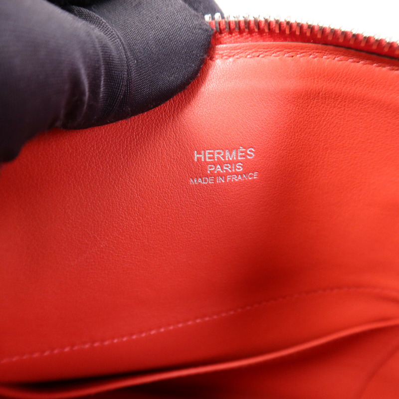 HERMES Swift皮革Bolide 27銀扣手挽肩背兩用袋Rouge Tomate-4