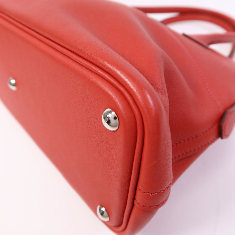 HERMES Swift皮革Bolide 27銀扣手挽肩背兩用袋Rouge Tomate-10