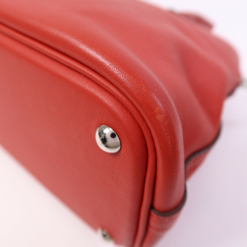 HERMES Swift皮革Bolide 27銀扣手挽肩背兩用袋Rouge Tomate-12