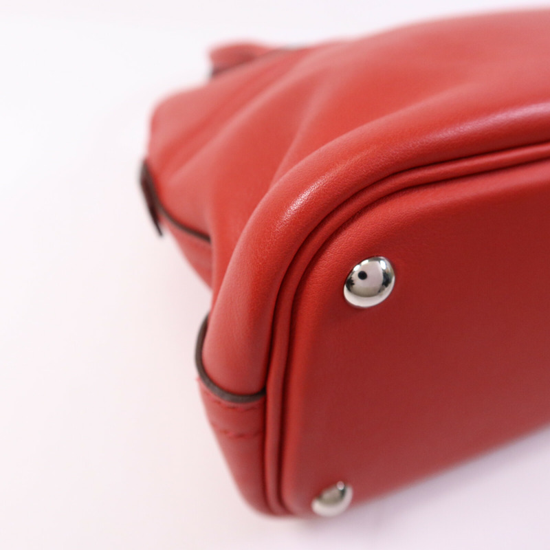 HERMES Swift皮革Bolide 27銀扣手挽肩背兩用袋Rouge Tomate-13