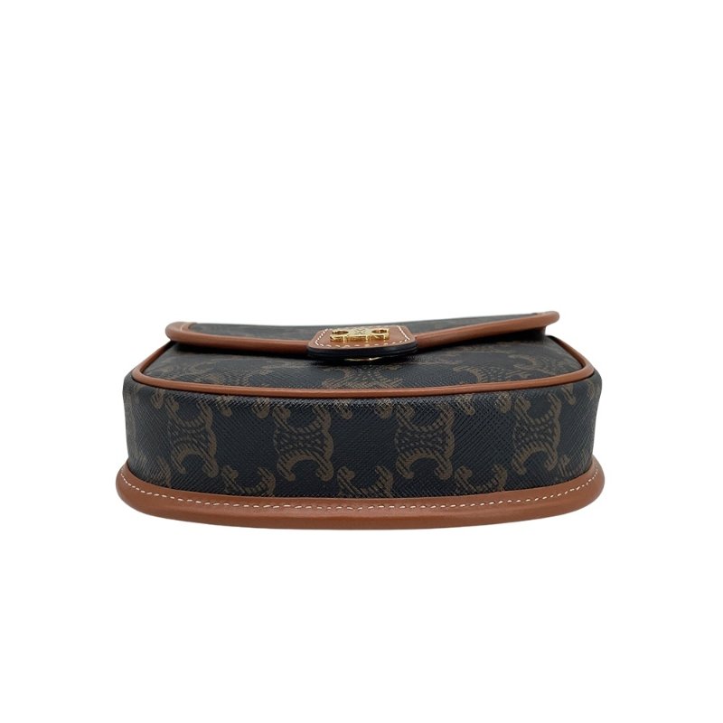 Celine 展示品 Besace Triomphe帆布迷你斜背包(黃褐色)-3
