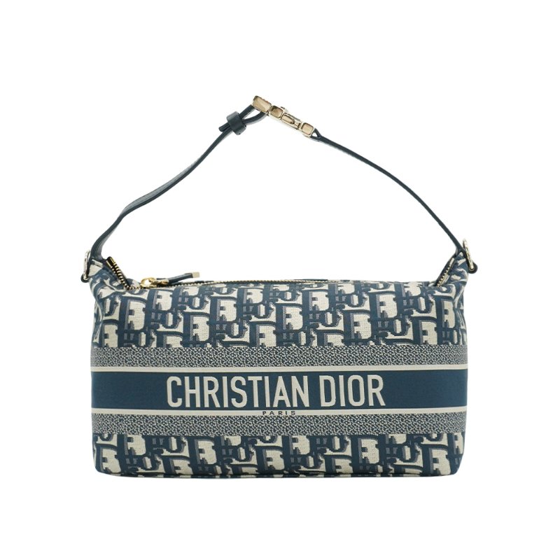Dior 展示品 Travel Nomad Oblique 緹花布中型手拿包(藍)-1