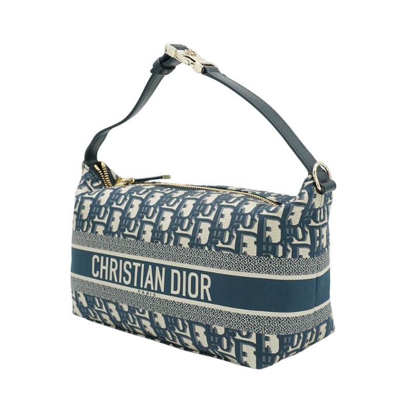 Dior 展示品 Travel Nomad Oblique 緹花布中型手拿包(藍)-2