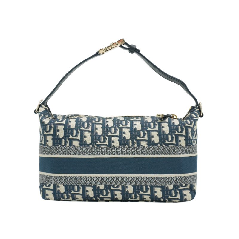 Dior 展示品 Travel Nomad Oblique 緹花布中型手拿包(藍)-3