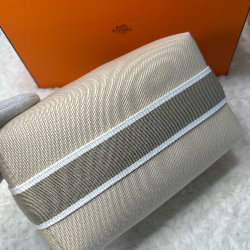 全新 Hermes愛馬仕 盥洗包 /手提包 /便當袋 天然色-2