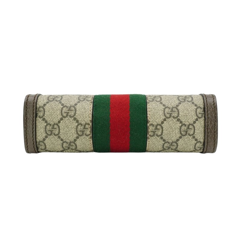 Gucci Ophidia GG帆布印花皮革飾邊磁釦手拿/斜背包-小(602676-烏木)-3