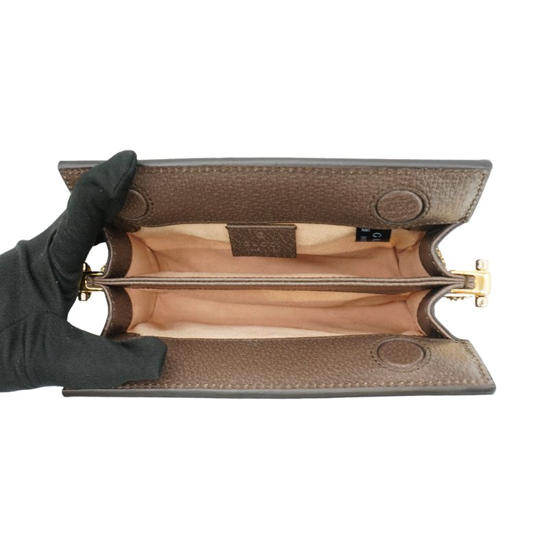 Gucci Ophidia GG帆布印花皮革飾邊磁釦手拿/斜背包-小(602676-烏木)-4