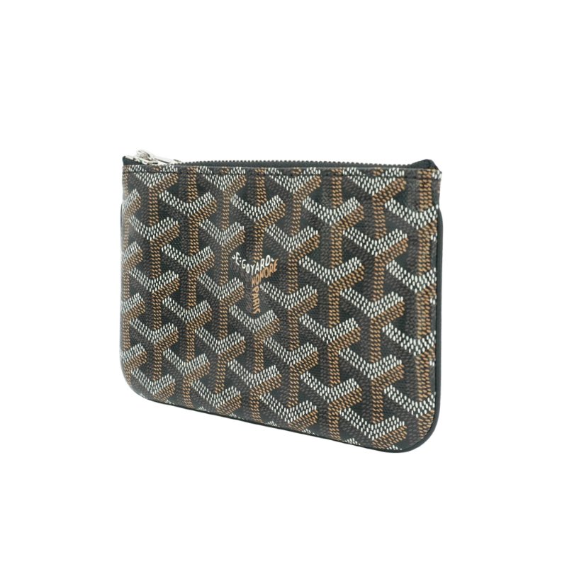 Goyard Senat Mini Pouch 帆布一字拉鍊零錢包(黑)-1