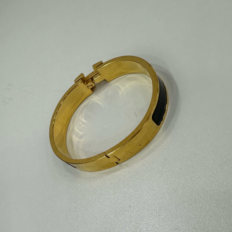 Hermes 愛馬仕 H金扣 黑琺瑯手鐲 SP-2