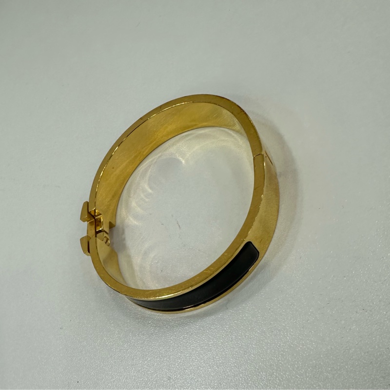 Hermes 愛馬仕 H金扣 黑琺瑯手鐲 SP-3