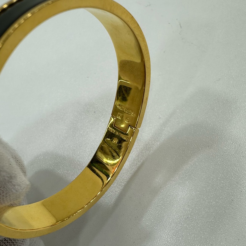 Hermes 愛馬仕 H金扣 黑琺瑯手鐲 SP-4