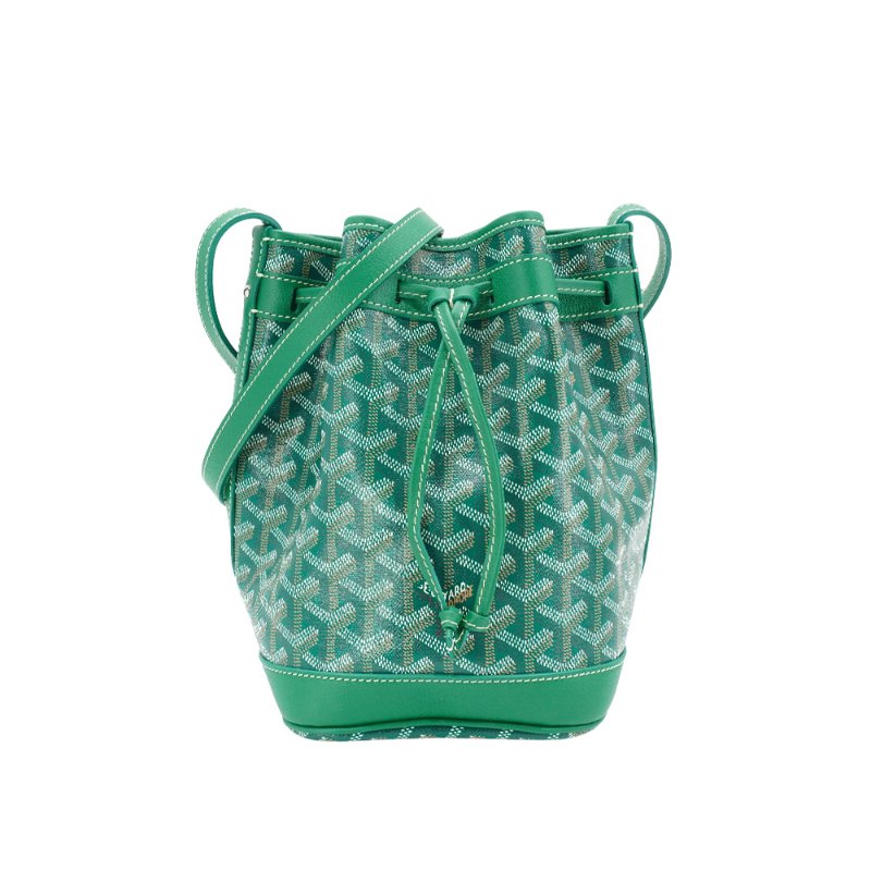 Goyard Petit Flot 塗料帆布束繩水桶包(綠)-1
