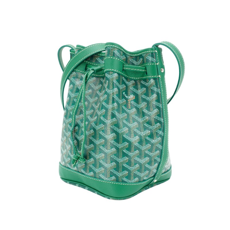 Goyard Petit Flot 塗料帆布束繩水桶包(綠)-1