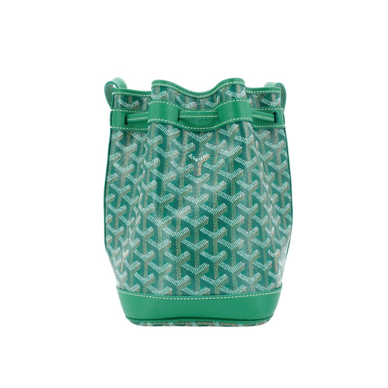 Goyard Petit Flot 塗料帆布束繩水桶包(綠)-2