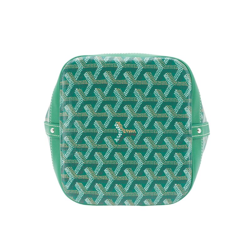 Goyard Petit Flot 塗料帆布束繩水桶包(綠)-3
