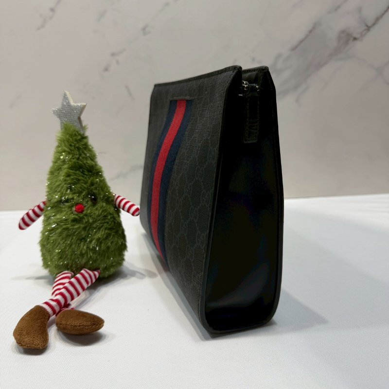 GUCCI 藍紅織帶手拿包-2