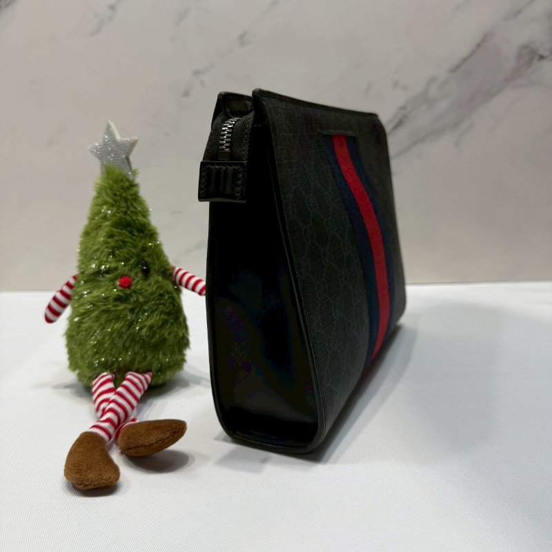 GUCCI 藍紅織帶手拿包-3