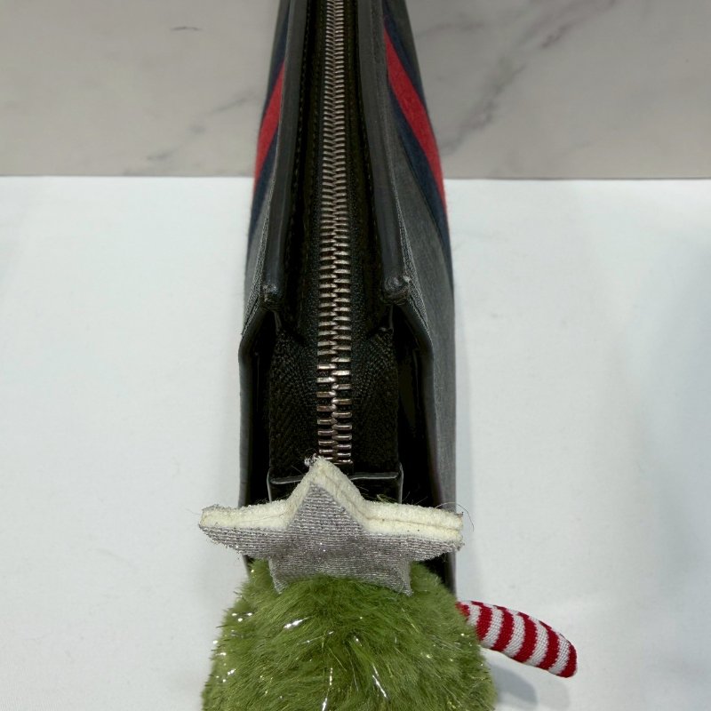 GUCCI 藍紅織帶手拿包-5