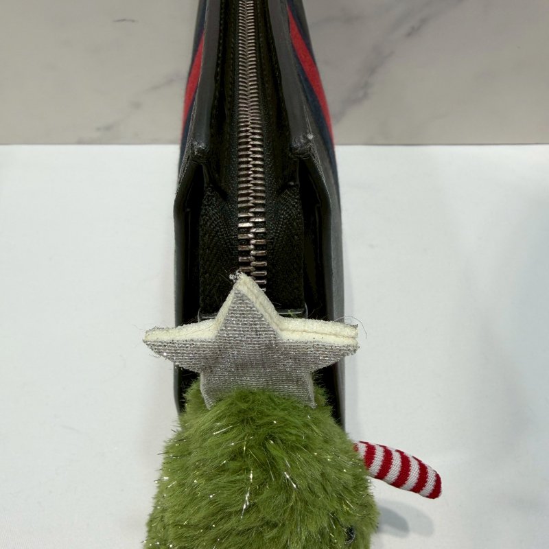 GUCCI 藍紅織帶手拿包-6